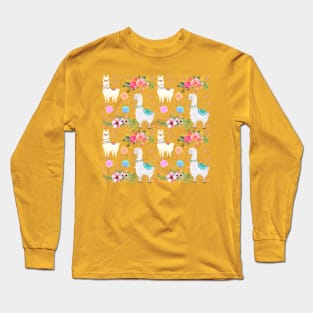 Llama pattern-black version 2 Long Sleeve T-Shirt